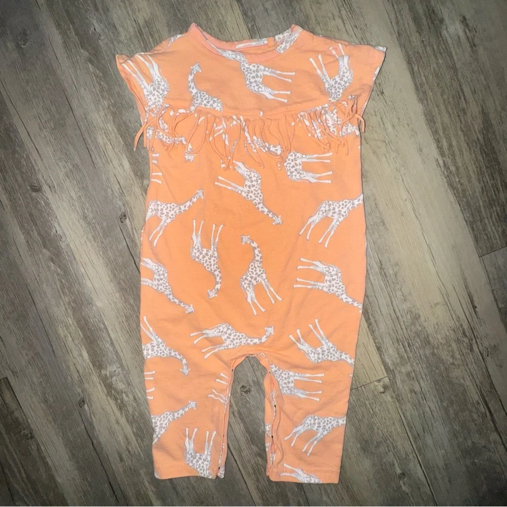 Jessica Simpson Orange Giraffe Print Romper